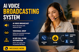 build ai voice broadcasting system, voicemail drop, ai ivr call flow automation