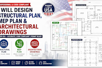 design structural plan, mep plan and architectural drawings for USA