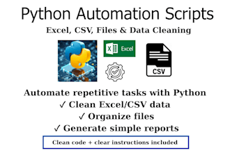 automate excel, CSV, files, or simple web tasks with python