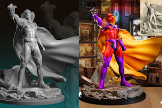 convert 2d to 3d toy figures, figurine 3d character from picture to 3d printing