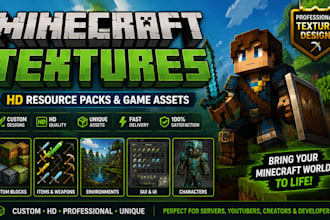design custom minecraft texture packs and HD game assets