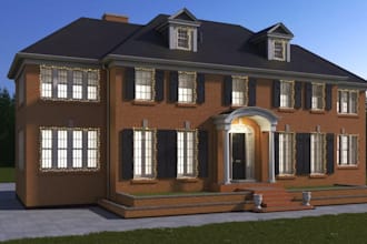 do 3d residential exterior design for farm house, barn, villa, facade rendering