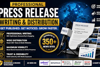 write and distribute press releases to 350plus news sites
