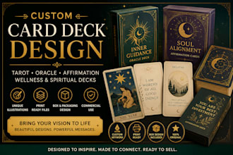 design custom tarot cards, oracle deck, affirmation and wellness cards