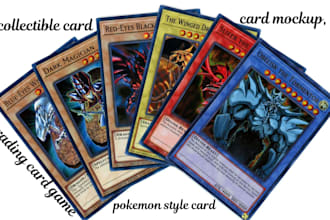 design custom collectible cards, poker cards, tcg layouts, template, card mockup