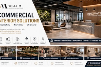 design commercial interiors for offices, hotels, restaurants and retail spaces