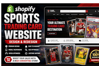 design sport card game website trading card collectibles shopify website