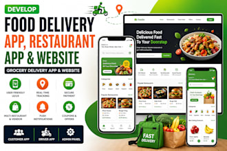 develop food delivery app, restaurant app and website grocery delivery app
