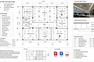 draw reflected ceiling plans, ceiling layout, autocad and revit drafting