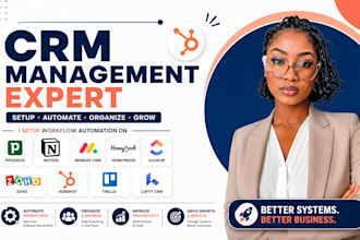 crm expert honeybook monday crm hubspot pipedrive setup zoho crm clickup ghl VA