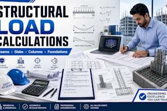 do structural load calculations for beams, slabs, foundation and columns
