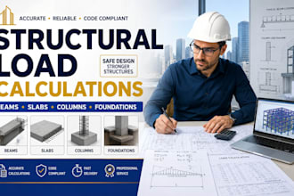do structural load calculations for beams, columns, slabs and foundation