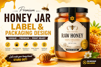 design premium honey jar label, packaging design for print