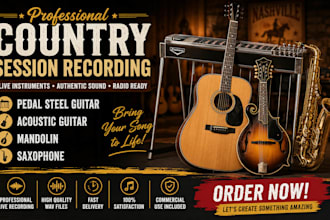 record pedal steel guitar, acoustic guitar, mandolin, saxophone for country song