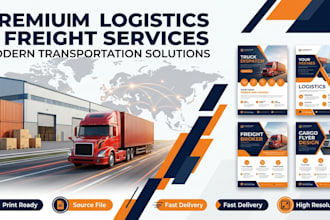 design your dispatch transport logistics, truck freight broker and cargo flyers