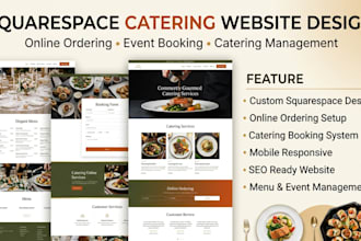 design squarespace catering website with online ordering and booking