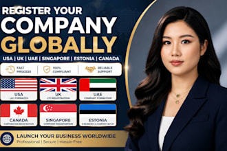 register your llc, ltd company in USA, UK, uae, canada, singapore and estonia