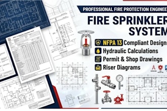 design fire sprinkler system, nfpa 13 hydraulic calculations and drawings