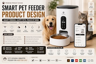 design premium packaging for smart pet feeders, pet product design, gps trackers