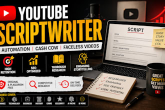 research, write youtube automation cash cow video scripts for cash cow channel