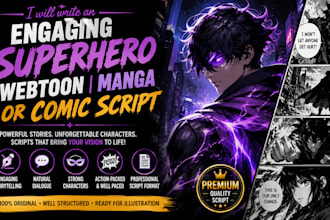 write an engaging superhero, webtoon, manga, or comic script