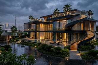 create stunning ai luxury villa architectural design