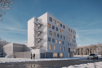 remodel exterior render from cad drawing for your UK building under construction