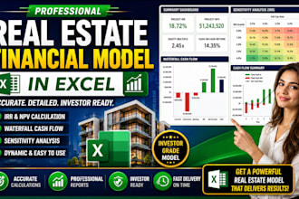 create real estate financial model in excel irr,npv,waterfall sensitive analysis