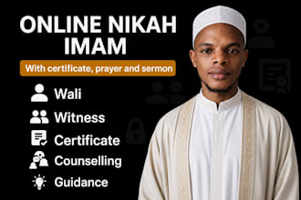 perform online nikah as imam with witnesses, wali and issue official certificate