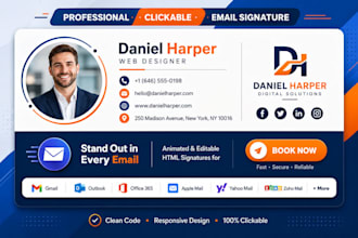 design clickable html email signature, animated html email signature design
