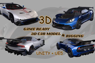 design game ready 3d car model, rig racing car asset for unity and unreal engine