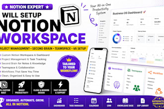 setup notion workspace project design second brain obsidian teamspace notion va