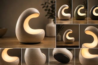 design modern bean lamp product with 3d cad modeling and rendering