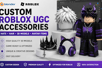 create roblox ugc accessories, 3d models, hats, hair and avatar items in blender