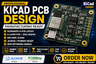 design a manufacturing ready kicad pcb with gerber bom and pick place files