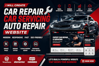 create a car repair website, car servicing website, auto repair website