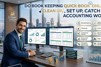 do book keeping quick book online, clean up, set up, catch up accounting work