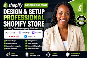 design shopify dropshipping store using autods zendrop, spocket, salehoo, avasam
