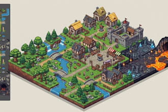 isometric 2d game map tilemap design tileset rpg pixel sprite sheet asset packs