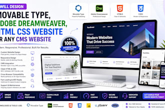 design movable type, adobe dreamweaver, website or any cms website
