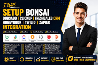 setup bonsai dubsado clickup freshsales CRM  honeybook twilio zapier integration