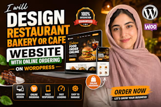design restaurant bakery or cafe website with online ordering on wordpress