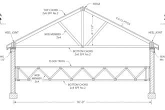 do roof and floor truss design with structural calculations construction drawing