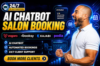create ai chatbot for salon booking website, kajabi website, and podia website