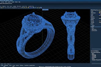 create jewelry cad design, 3d rendering, rings, pendants, earrings, bracelets
