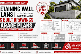 retaining wall plans city correction response letter as built drawings garage