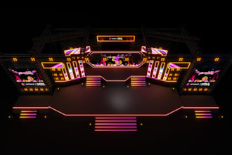 design 3d event stage, stage lighting, podium, dmx lighting, event visualization