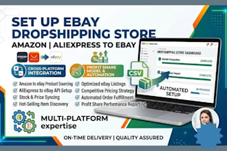 setup ebay dropshipping on profit share, amazon to aliexpress to ebay