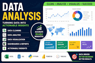 do data analysis, excel, sql, python, power bi and tableau
