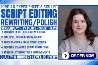 rewrite edit proofread movie script, screenplay formatting polish feature film